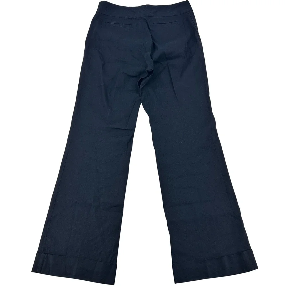 Banana Republic Pants Wms‎ 10 Black Linen Blend Wide Leg Stretch Career Classic